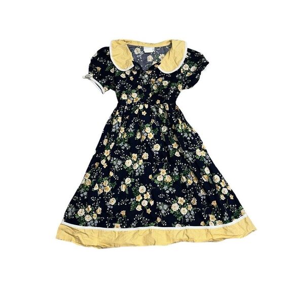 Beautiful Rare Editions Girls VINTAGE DRESS | Rare Editions Blue Floral Yellow F - Picture 1 of 6